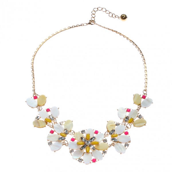 ‘Bungalow Bouquet’ Ivory & Neon Floral Necklace